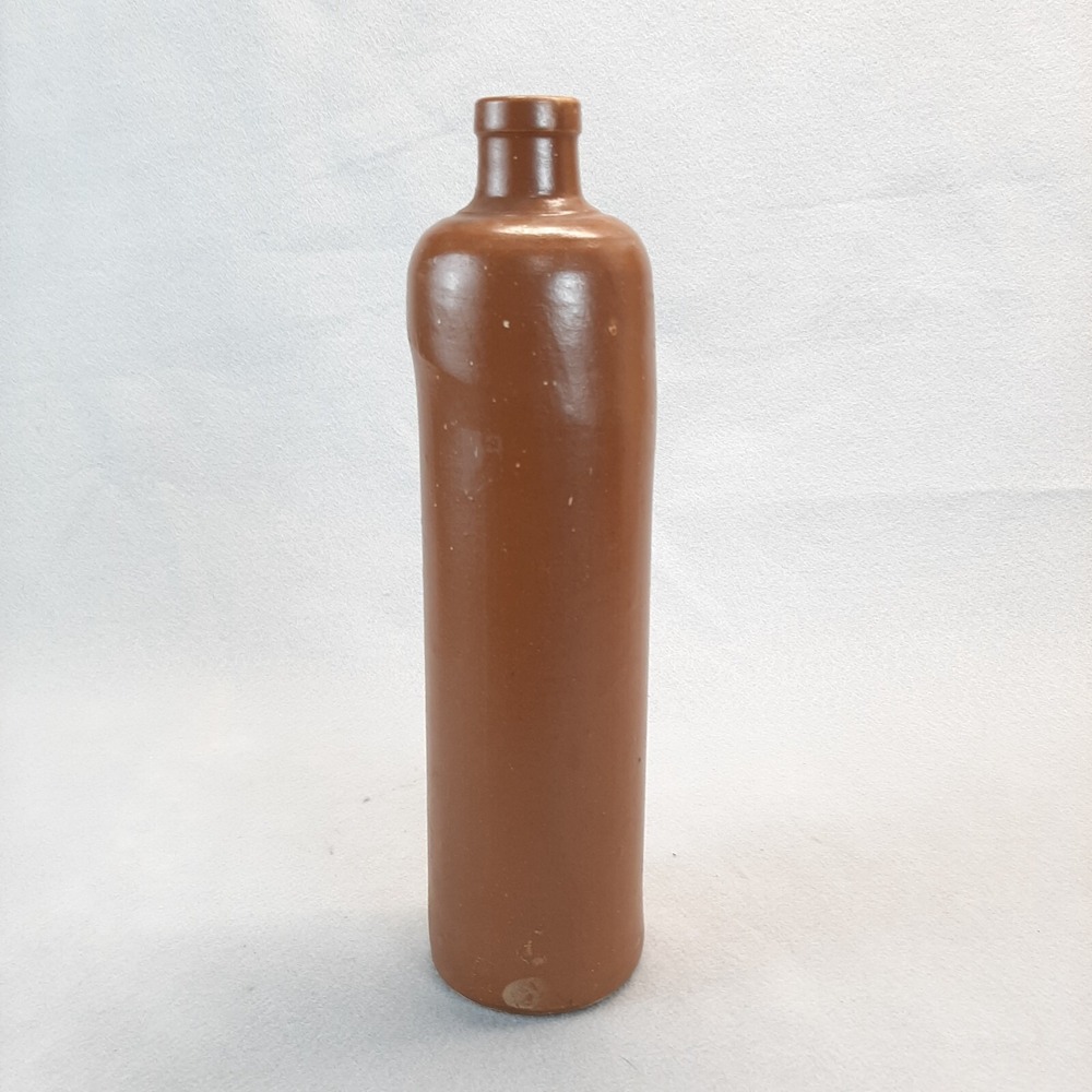 Antique German Stoneware Gin Bottle 0.7L Brown Salt Glazed Pottery Vase Rustic